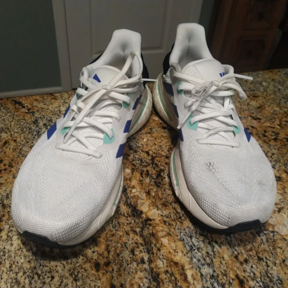 Rare Adidas Solarglide 6 Running Shoes Cloud White Blue Mint Men's US 11